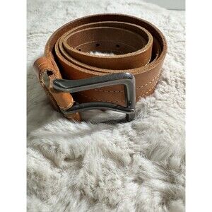 GAP Leather Belt Men's Size 38 Tan/brown Stitching Pewter Buckle Excellent